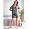 image:imageFlygo Womens Gingham Pajamas Set Cotton Plaid 2 Piece Pjs Set Sleepwear  100 Cotton Lounge Sets Scalloped Collar Shirt Short Sleeve Button Y2K Shorts Elastic Waist Pockets Summer OutfitsBlack