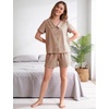 image:imageFlygo Womens Gingham Pajamas Set Cotton Plaid 2 Piece Pjs Set Sleepwear  100 Cotton Lounge Sets Scalloped Collar Shirt Short Sleeve Button Y2K Shorts Elastic Waist Pockets Summer OutfitsBrown