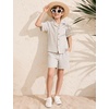 image:imageFlygo Boys Summer 2 Piece Textured Beach Outfit Shirt and Shorts SetBeige
