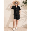 image:imageFlygo Boys Summer 2 Piece Textured Beach Outfit Shirt and Shorts SetBlack