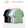 image:imageFlygo Boys Summer 2 Piece Textured Beach Outfit Shirt and Shorts SetCoffee Grey