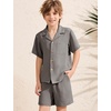 image:imageFlygo Boys Summer 2 Piece Textured Beach Outfit Shirt and Shorts SetCoffee Grey