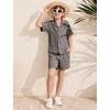image:imageFlygo Boys Summer 2 Piece Textured Beach Outfit Shirt and Shorts SetCoffee Grey