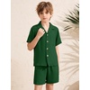 image:imageFlygo Boys Summer 2 Piece Textured Beach Outfit Shirt and Shorts SetGreen