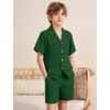 image:imageFlygo Boys Summer 2 Piece Textured Beach Outfit Shirt and Shorts SetGreen