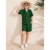 image:imageFlygo Boys Summer 2 Piece Textured Beach Outfit Shirt and Shorts SetGreen