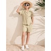 image:imageFlygo Boys Summer 2 Piece Textured Beach Outfit Shirt and Shorts SetKhaki