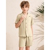 image:imageFlygo Boys Summer 2 Piece Textured Beach Outfit Shirt and Shorts SetKhaki