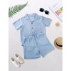 image:imageFlygo Boys Summer 2 Piece Textured Beach Outfit Shirt and Shorts SetLight Blue