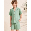 image:imageFlygo Boys Summer 2 Piece Textured Beach Outfit Shirt and Shorts SetLight Green