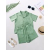 image:imageFlygo Boys Summer 2 Piece Textured Beach Outfit Shirt and Shorts SetLight Green