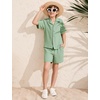 image:imageFlygo Boys Summer 2 Piece Textured Beach Outfit Shirt and Shorts SetLight Green
