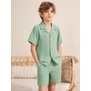 image:imageFlygo Boys Summer 2 Piece Textured Beach Outfit Shirt and Shorts SetLight Green