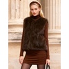 image:imageFlygo Womens Sleeveless Fluffy Faux Fur Open Front Winter Vest  Soft Fluffy Faux Fur Fabric Sleeveless Cut Open Front Design Round Neckline Light Warm Outerwear Daily Party MatchingBrown
