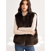 image:imageFlygo Womens Sleeveless Fluffy Faux Fur Open Front Winter Vest  Soft Fluffy Faux Fur Fabric Sleeveless Cut Open Front Design Round Neckline Light Warm Outerwear Daily Party MatchingBrown