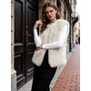 image:imageFlygo Womens Sleeveless Fluffy Faux Fur Open Front Winter Vest  Soft Fluffy Faux Fur Fabric Sleeveless Cut Open Front Design Round Neckline Light Warm Outerwear Daily Party MatchingBeige