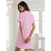 image:imageFlygo Womens Summer T Shirt Dress Cotton Striped Mini Shift Dress  Loose Fit Crewneck Short Sleeve Plain Solid Color Above Knee Length Two Side Pockets Short Vacation Beach Tunic SundressPinkwhite