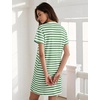 image:imageFlygo Womens Summer T Shirt Dress Cotton Striped Mini Shift Dress  Loose Fit Crewneck Short Sleeve Plain Solid Color Above Knee Length Two Side Pockets Short Vacation Beach Tunic SundressGreenwhite