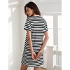 image:imageFlygo Womens Summer T Shirt Dress Cotton Striped Mini Shift Dress  Loose Fit Crewneck Short Sleeve Plain Solid Color Above Knee Length Two Side Pockets Short Vacation Beach Tunic SundressBlackwhite