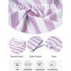 image:imageFlygo Womens Summer T Shirt Dress Cotton Striped Mini Shift Dress  Loose Fit Crewneck Short Sleeve Plain Solid Color Above Knee Length Two Side Pockets Short Vacation Beach Tunic SundressPurplewhite
