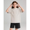 image:imageFlygo Boys Oversized Tshirt Acid Wash Vintage Cotton Crewneck 514Y  Acid Wash Cotton Tops Classic Crewneck Front Chest Pocket Vintage Texture Loose Short Sleeve Unisex Kids Casual TeesBeige