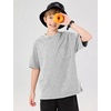 image:imageFlygo Boys Oversized Tshirt Acid Wash Vintage Cotton Crewneck 514Y  Acid Wash Cotton Tops Classic Crewneck Front Chest Pocket Vintage Texture Loose Short Sleeve Unisex Kids Casual TeesLightgrey