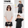 image:imageFlygo Boys Oversized Tshirt Acid Wash Vintage Cotton Crewneck 514Y  Acid Wash Cotton Tops Classic Crewneck Front Chest Pocket Vintage Texture Loose Short Sleeve Unisex Kids Casual TeesBlackdarkgreybeige