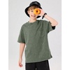 image:imageFlygo Boys Oversized Tshirt Acid Wash Vintage Cotton Crewneck 514Y  Acid Wash Cotton Tops Classic Crewneck Front Chest Pocket Vintage Texture Loose Short Sleeve Unisex Kids Casual TeesArmy