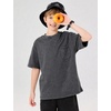 image:imageFlygo Boys Oversized Tshirt Acid Wash Vintage Cotton Crewneck 514Y  Acid Wash Cotton Tops Classic Crewneck Front Chest Pocket Vintage Texture Loose Short Sleeve Unisex Kids Casual TeesDarkgrey
