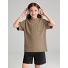 image:imageFlygo Boys Oversized Tshirt Acid Wash Vintage Cotton Crewneck 514Y  Acid Wash Cotton Tops Classic Crewneck Front Chest Pocket Vintage Texture Loose Short Sleeve Unisex Kids Casual TeesCoffee