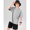 image:imageFlygo Boys Oversized Tshirt Acid Wash Vintage Cotton Crewneck 514Y  Acid Wash Cotton Tops Classic Crewneck Front Chest Pocket Vintage Texture Loose Short Sleeve Unisex Kids Casual TeesLightgrey