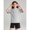 image:imageFlygo Boys Oversized Tshirt Acid Wash Vintage Cotton Crewneck 514Y  Acid Wash Cotton Tops Classic Crewneck Front Chest Pocket Vintage Texture Loose Short Sleeve Unisex Kids Casual TeesLightgrey
