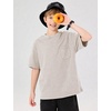 image:imageFlygo Boys Oversized Tshirt Acid Wash Vintage Cotton Crewneck 514Y  Acid Wash Cotton Tops Classic Crewneck Front Chest Pocket Vintage Texture Loose Short Sleeve Unisex Kids Casual TeesBeige