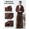 image:imageFlygo Mens Sherpa Lined Flannel Long Bathrobe Sleepwear with HoodieCoffee