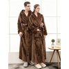 image:imageFlygo Mens Sherpa Lined Flannel Long Bathrobe Sleepwear with HoodieCoffee