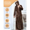 image:imageFlygo Mens Sherpa Lined Flannel Long Bathrobe Sleepwear with HoodieCoffee