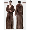 image:imageFlygo Mens Sherpa Lined Flannel Long Bathrobe Sleepwear with HoodieCoffee