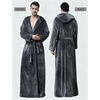 image:imageFlygo Mens Sherpa Lined Flannel Long Bathrobe Sleepwear with HoodieDarkgrey