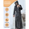 image:imageFlygo Mens Sherpa Lined Flannel Long Bathrobe Sleepwear with HoodieDarkgrey