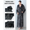 image:imageFlygo Mens Sherpa Lined Flannel Long Bathrobe Sleepwear with HoodieDarkgrey