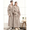image:imageFlygo Mens Sherpa Lined Flannel Long Bathrobe Sleepwear with HoodieLightbrown