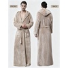 image:imageFlygo Mens Sherpa Lined Flannel Long Bathrobe Sleepwear with HoodieLightbrown