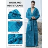 image:imageFlygo Mens Sherpa Lined Flannel Long Bathrobe Sleepwear with HoodieTurquoise