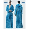 image:imageFlygo Mens Sherpa Lined Flannel Long Bathrobe Sleepwear with HoodieTurquoise