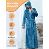 image:imageFlygo Mens Sherpa Lined Flannel Long Bathrobe Sleepwear with HoodieTurquoise