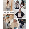 image:imageFlygo Winter Cropped Puffer Jacket Coats for Women 2026  Cute Short Warm Quilted Jackets Outerwear with Zip Pockets Long Sleeve Stand Collar Full Zip Loose Fit for Cold WeatherBeige