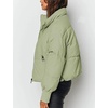 image:imageFlygo Winter Cropped Puffer Jacket Coats for Women 2026  Cute Short Warm Quilted Jackets Outerwear with Zip Pockets Long Sleeve Stand Collar Full Zip Loose Fit for Cold WeatherGreen