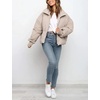 image:imageFlygo Winter Cropped Puffer Jacket Coats for Women 2026  Cute Short Warm Quilted Jackets Outerwear with Zip Pockets Long Sleeve Stand Collar Full Zip Loose Fit for Cold WeatherBeige