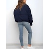 image:imageFlygo Winter Cropped Puffer Jacket Coats for Women 2026  Cute Short Warm Quilted Jackets Outerwear with Zip Pockets Long Sleeve Stand Collar Full Zip Loose Fit for Cold WeatherNavy