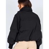 image:imageFlygo Winter Cropped Puffer Jacket Coats for Women 2026  Cute Short Warm Quilted Jackets Outerwear with Zip Pockets Long Sleeve Stand Collar Full Zip Loose Fit for Cold WeatherBlack